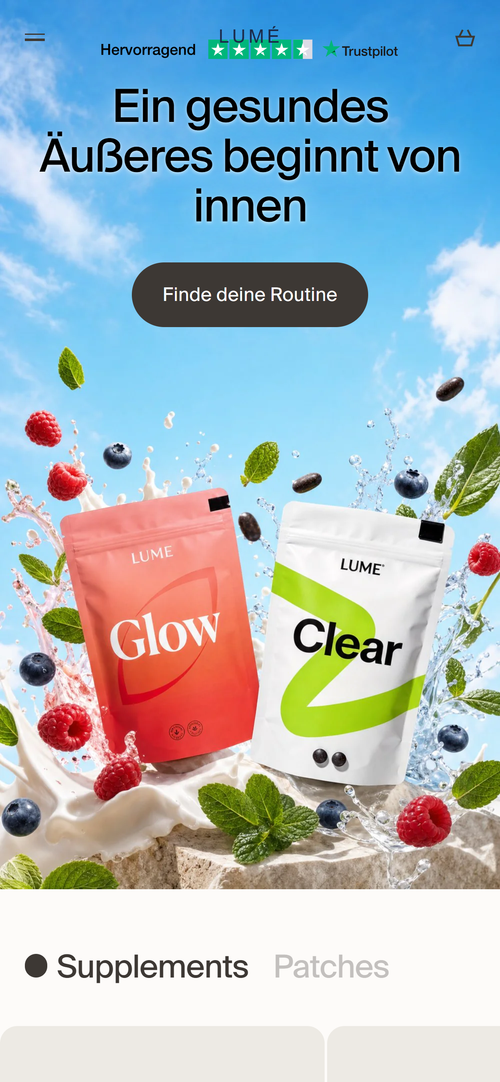 LUMÉ Shopify Theme – Startseite (Mobile)